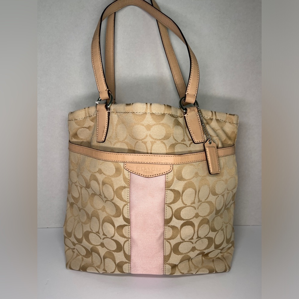 Coach Beige and Pink Signature Tote
